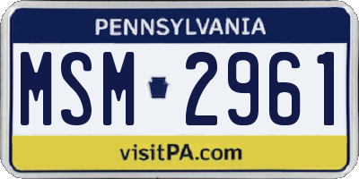 PA license plate MSM2961