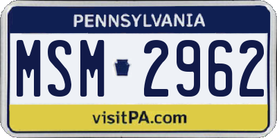 PA license plate MSM2962