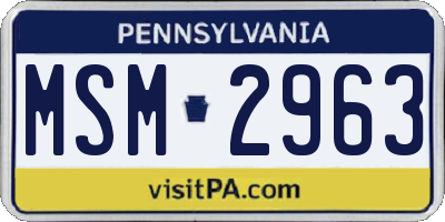 PA license plate MSM2963