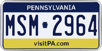 PA license plate MSM2964