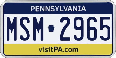 PA license plate MSM2965