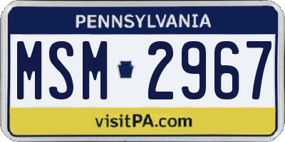 PA license plate MSM2967