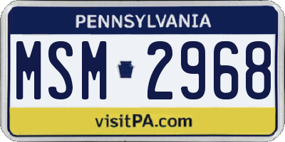 PA license plate MSM2968