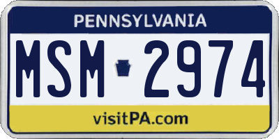 PA license plate MSM2974