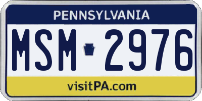 PA license plate MSM2976
