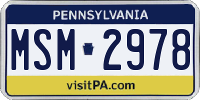 PA license plate MSM2978