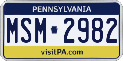 PA license plate MSM2982
