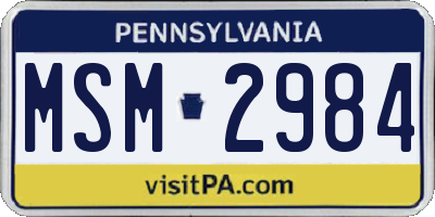 PA license plate MSM2984