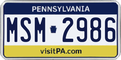 PA license plate MSM2986