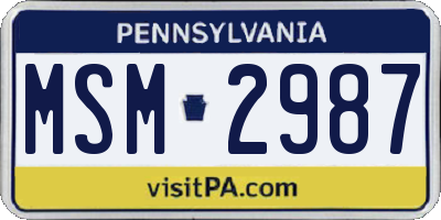 PA license plate MSM2987