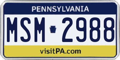 PA license plate MSM2988