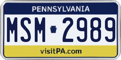 PA license plate MSM2989