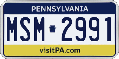 PA license plate MSM2991