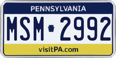 PA license plate MSM2992