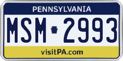 PA license plate MSM2993