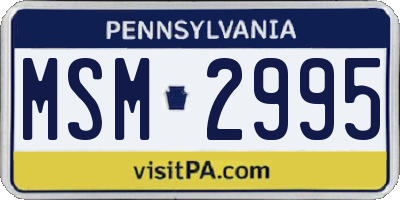 PA license plate MSM2995