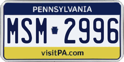 PA license plate MSM2996