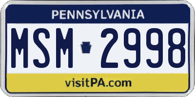 PA license plate MSM2998
