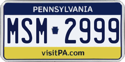 PA license plate MSM2999
