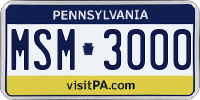 PA license plate MSM3000