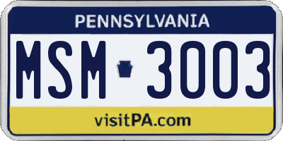 PA license plate MSM3003