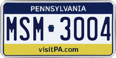 PA license plate MSM3004