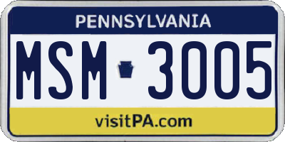 PA license plate MSM3005