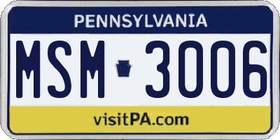 PA license plate MSM3006