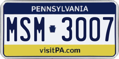 PA license plate MSM3007