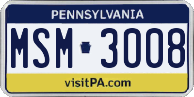 PA license plate MSM3008