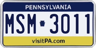 PA license plate MSM3011