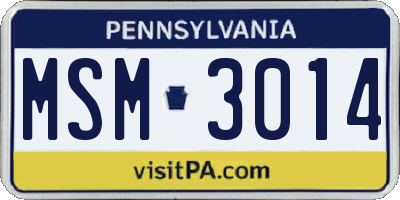 PA license plate MSM3014