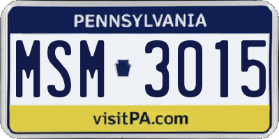 PA license plate MSM3015
