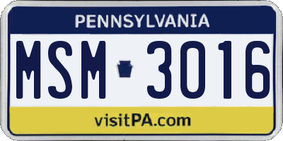 PA license plate MSM3016