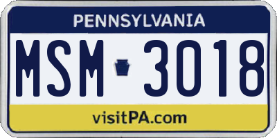 PA license plate MSM3018