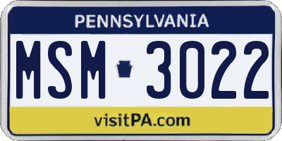 PA license plate MSM3022