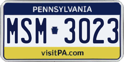 PA license plate MSM3023