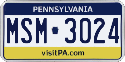 PA license plate MSM3024