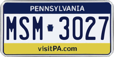 PA license plate MSM3027
