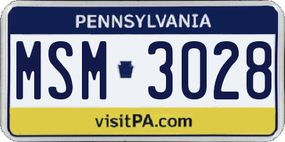 PA license plate MSM3028