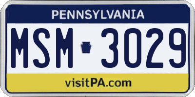 PA license plate MSM3029