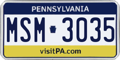 PA license plate MSM3035