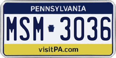 PA license plate MSM3036