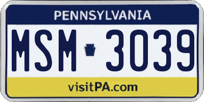 PA license plate MSM3039