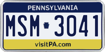 PA license plate MSM3041