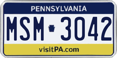PA license plate MSM3042