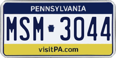 PA license plate MSM3044
