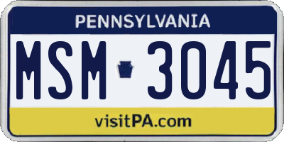 PA license plate MSM3045