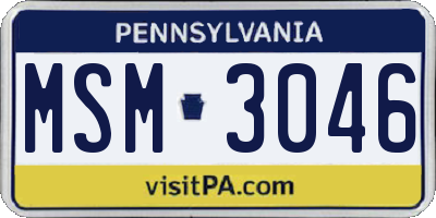 PA license plate MSM3046