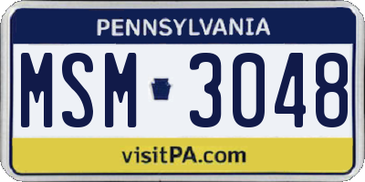 PA license plate MSM3048